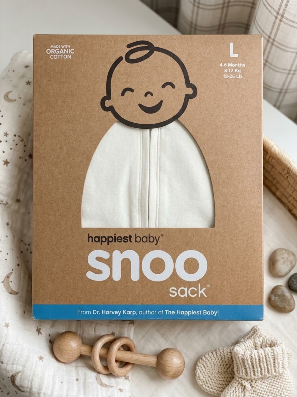 Happiest Baby SNOO Sleep Sack Large L Organic Cotton Swaddle 4-6 Mo 18-26 lb New